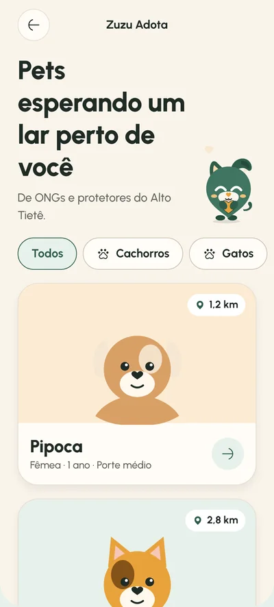 Tela Pets perto de você: De ONGs e protetores da região