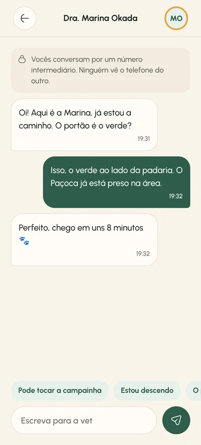 Tela Chat: Número mascarado