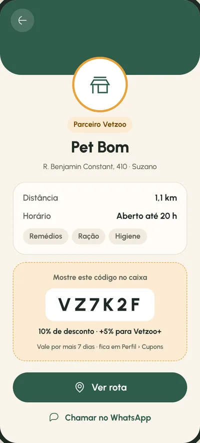 Tela Cupom do parceiro: Código para mostrar no caixa