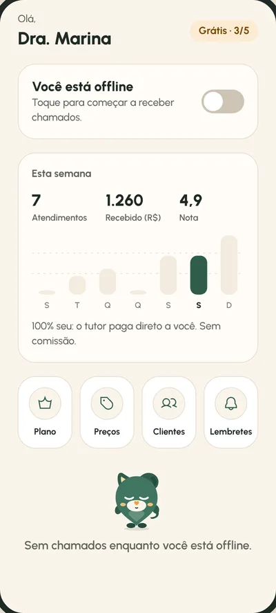 Tela Painel: Online, chamados e plano